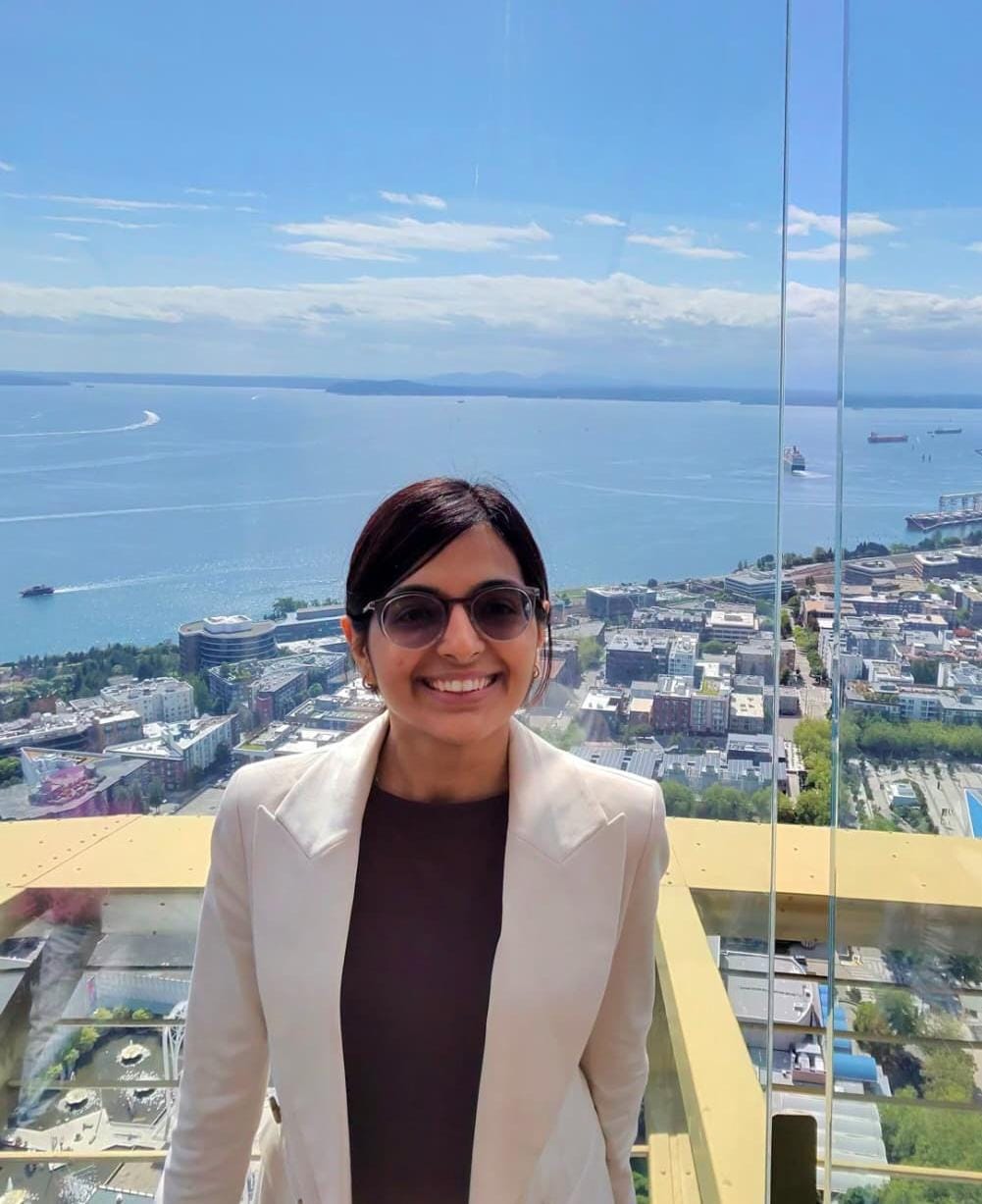 Dr. Dhrtika Bhatia overlooking the city and bay